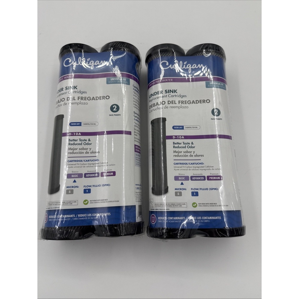 Culligan D-10A Replacement Under Sink Water Filter Cartridges - 4 CARTRIDGES